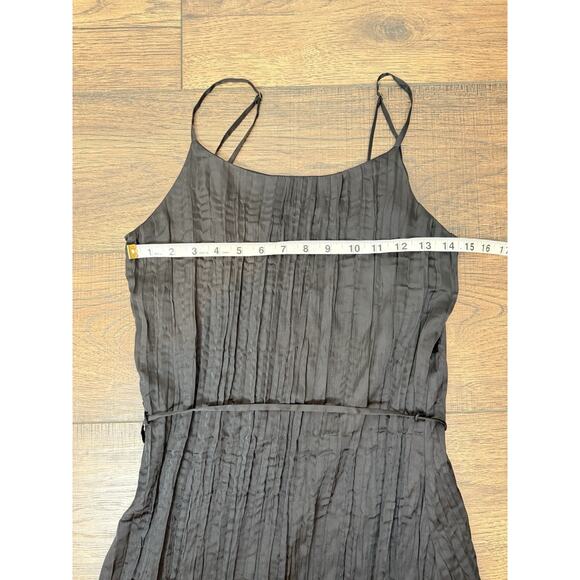 Kaia Pleated Midi Slip Dress Belted Black Sz Small - Picture 7 of 8